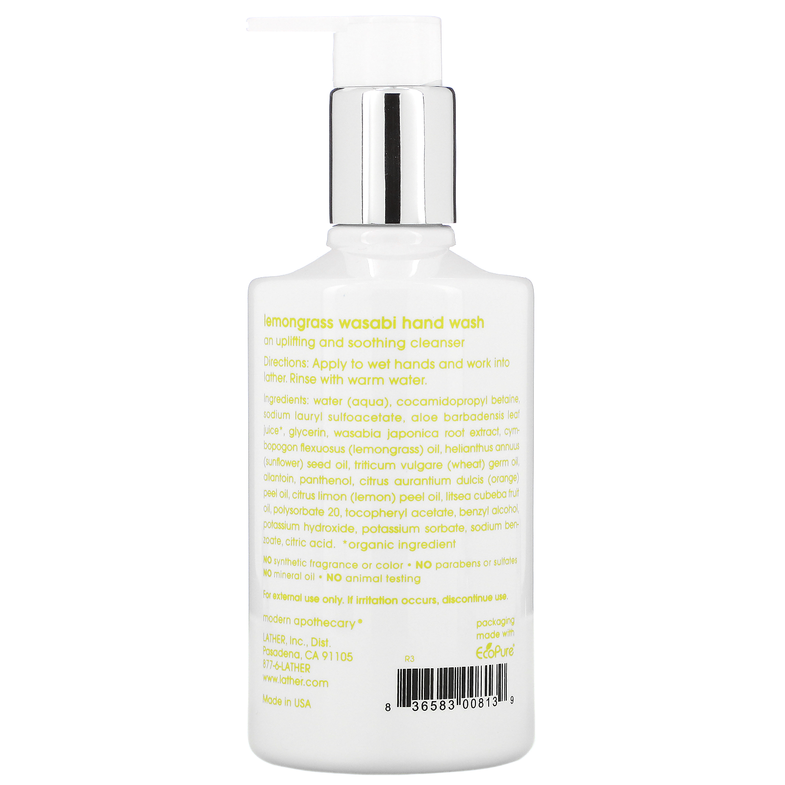 Lather, Lemongrass Wasabi Hand Wash, 10 fl oz (295 ml) - Imagem 2