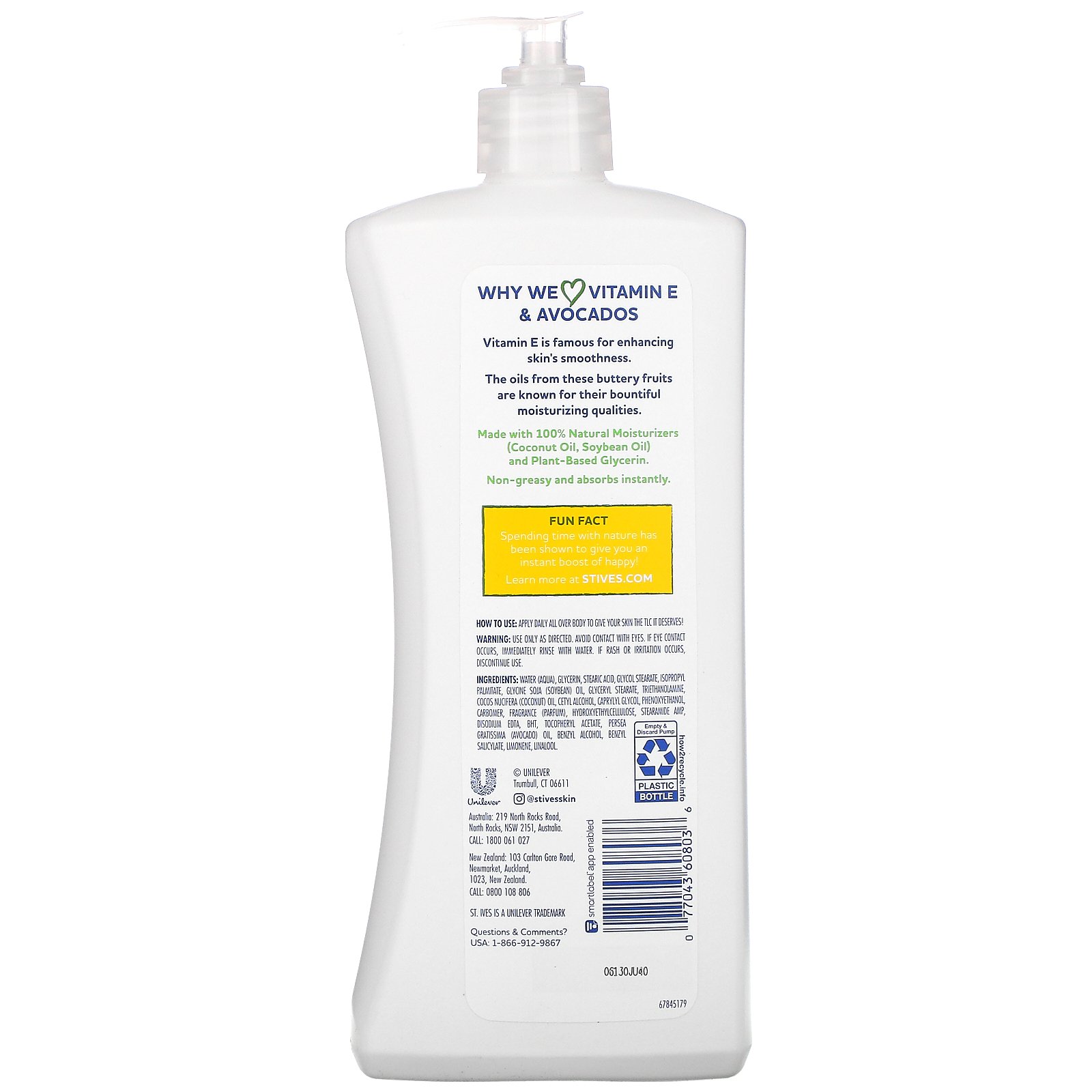 St. Ives, Hydrating Body Lotion, Vitamin E & Avocado, 21 fl oz (621 ml) - Imagem 2