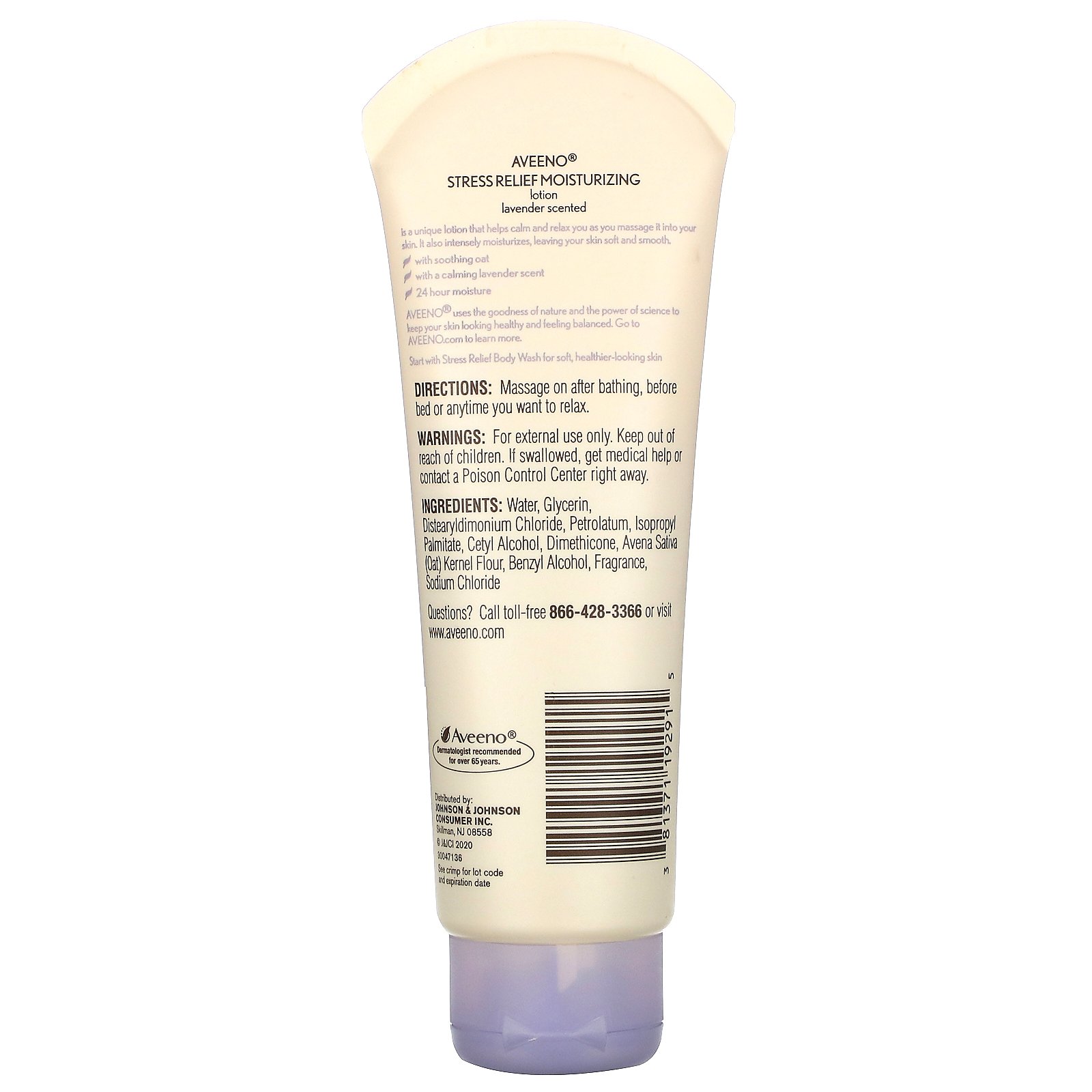Aveeno, Stress Relief Moisturizing Lotion, Lavender, 2.5 oz (71 g) - Imagem 2