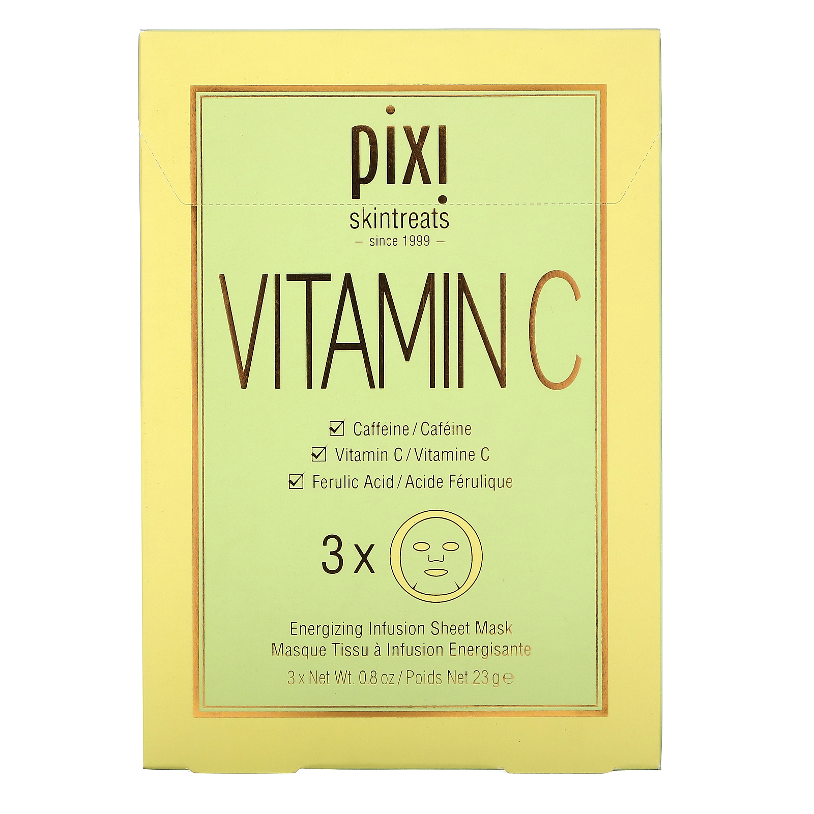 Pixi Beauty, Vitamin C, Energizing Infusion Sheet Mask, 3 Sheet Masks, 0.8 oz (23 g) Each - Imagem 2