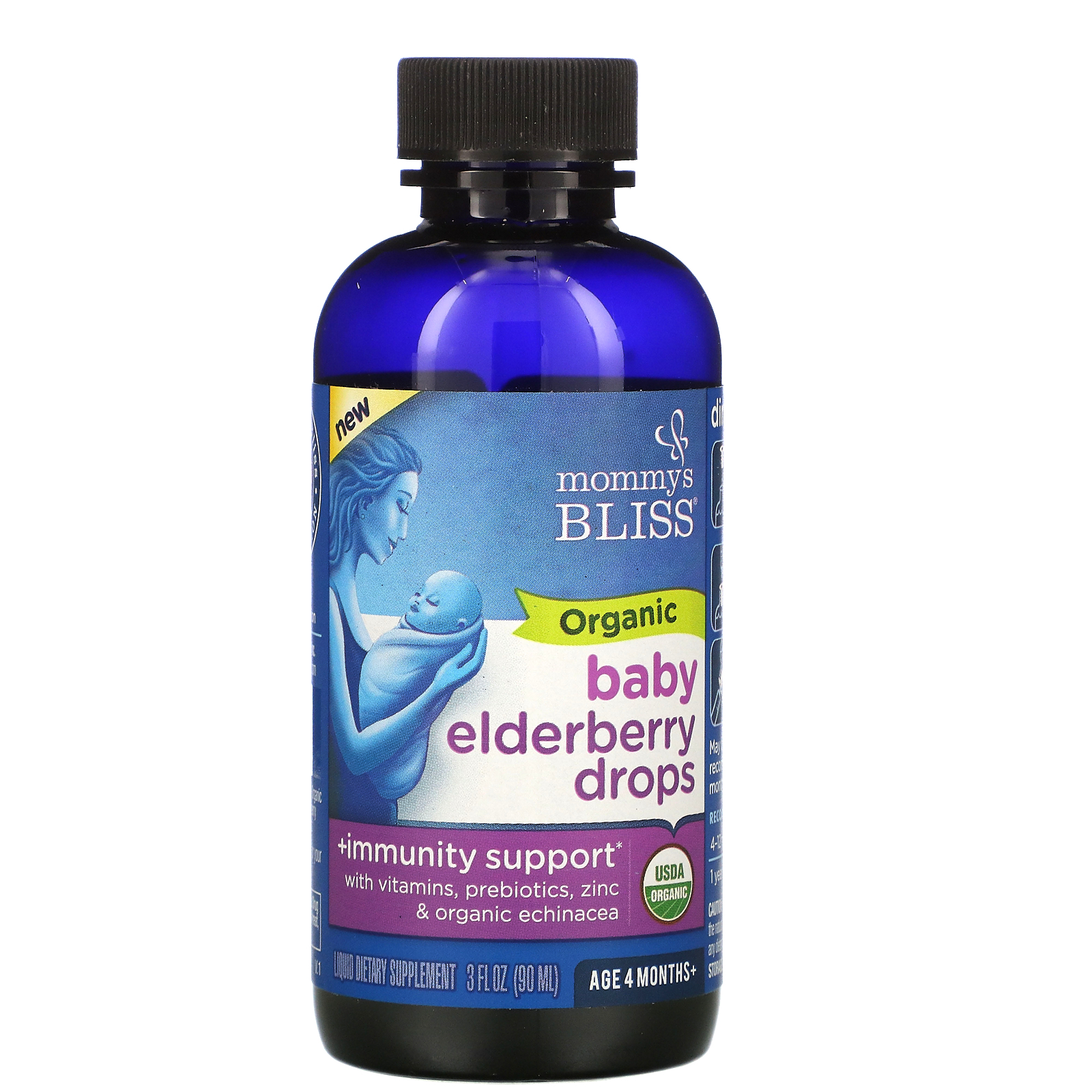 Mommy's Bliss, Organic Baby Elderberry Drops, Age 4 Months+, 3 fl oz (90 ml) - Imagem 3