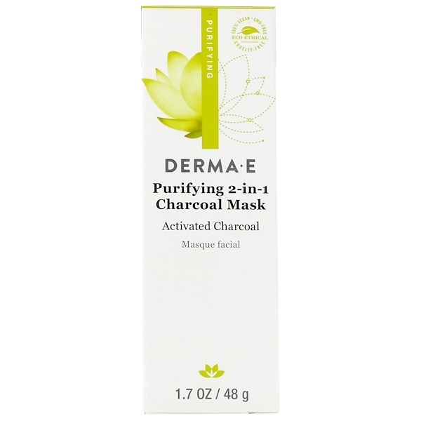 Derma E, Máscara purificadora de carvão 2 em 1 , 1,7 oz (48 g)