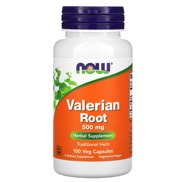 Now Foods, Raiz Valeriana, 500 mg, 100 Cápsulas Vegetais