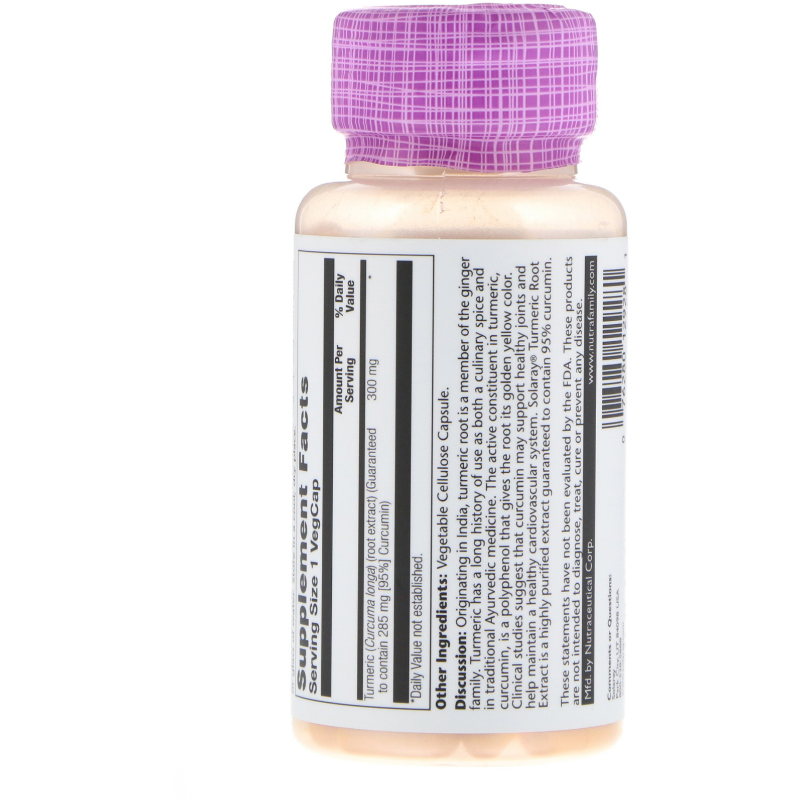 Solaray, Extrato de Cúrcuma, 300mg, 120 cápsulas vegetais - Imagem 2