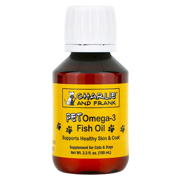 Charlie & Frank, Óleo de Peixe Ômega-3 para Animais de Estimação, Gatos e Cães, 100 ml (3,3 fl. oz.)