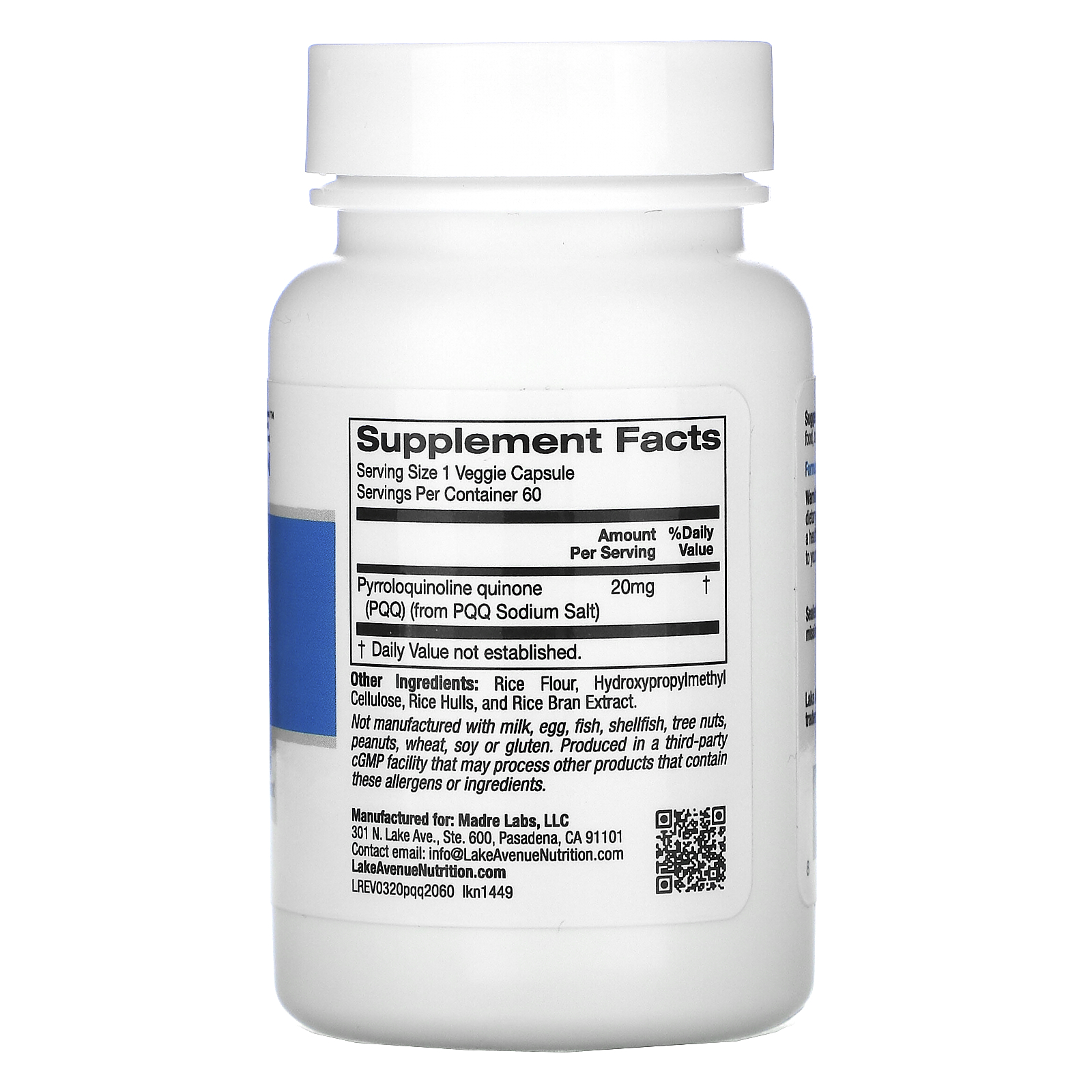 Lake Avenue Nutrition, PQQ (Pyrroloquinoline quinone), 20 mg, 60 Cápsulas Vegetais - Imagem 2