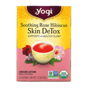 Comprar yogi tea, skin detox, rose hibiscus calmante, 16 sachês de chá, 1,12 oz (32 g) preço no brasil chás e café chás medicinais suplemento importado loja 65 online promoção -