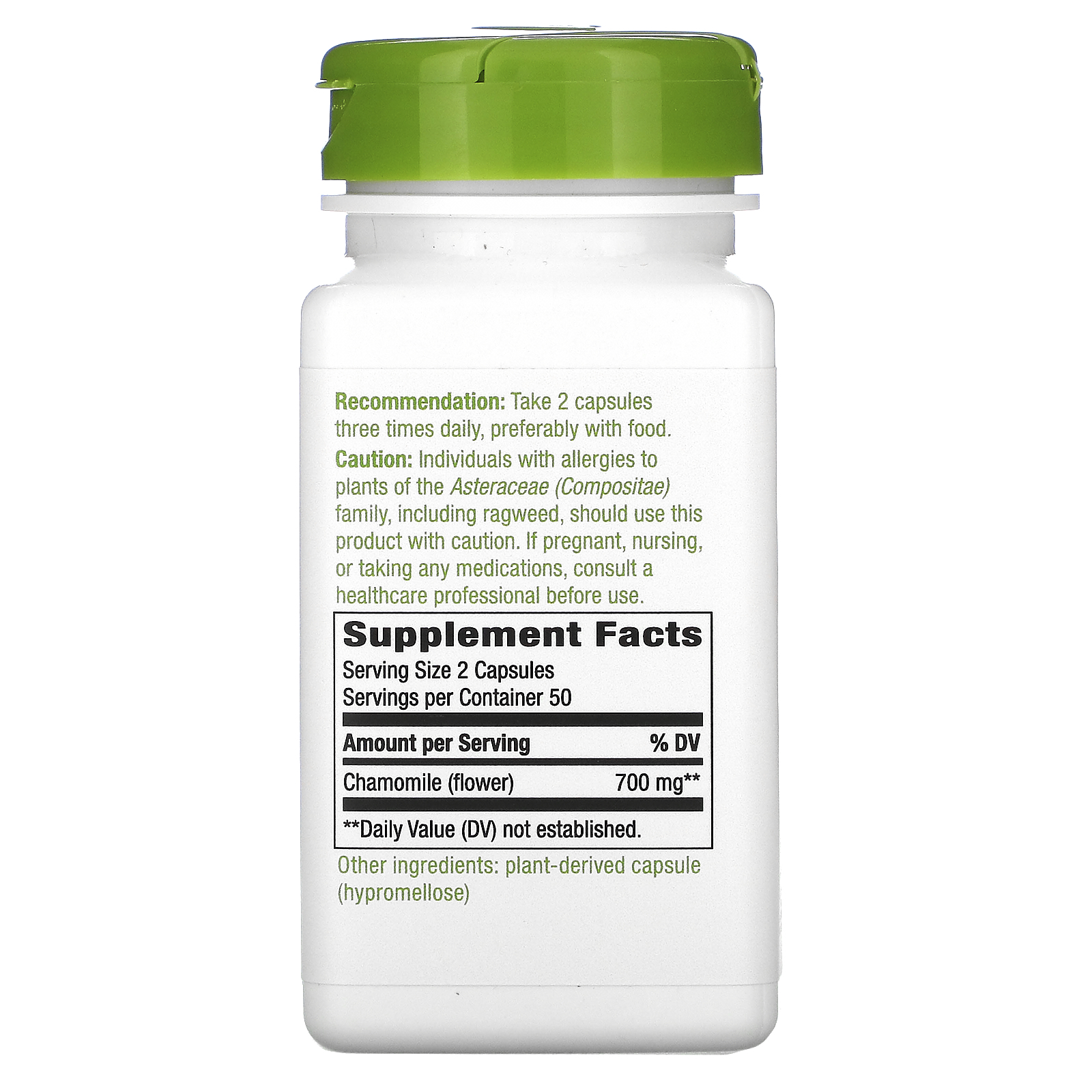 Nature's Way, Chamomile Flower, 700 mg, 100 Vegan Capsules - Imagem 2