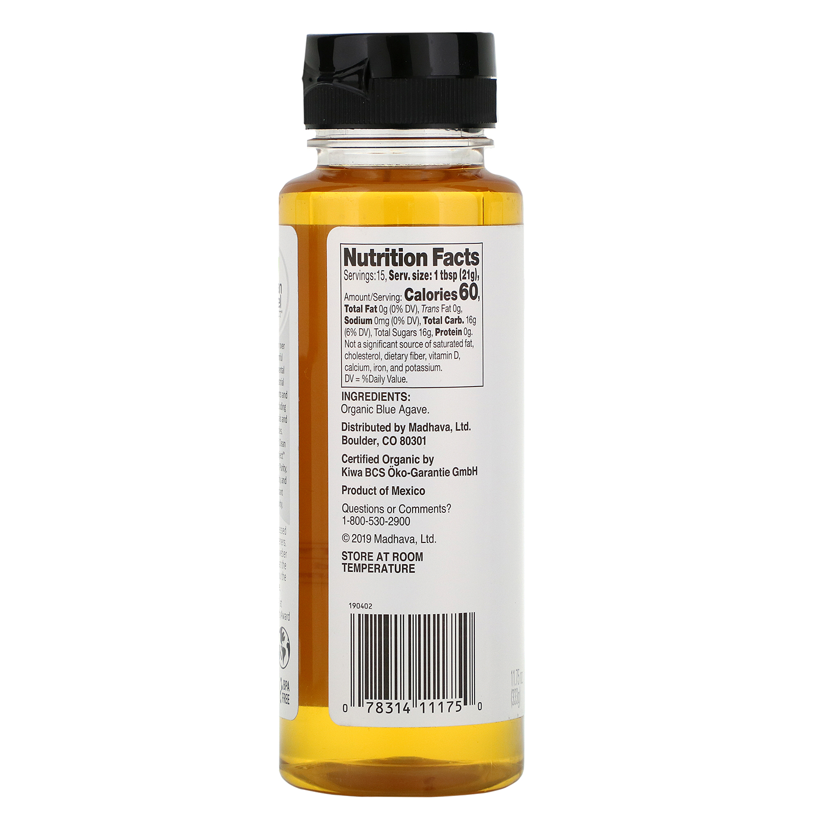 Madhava Natural Sweeteners, Organic Golden Light 100% Blue Agave, 11.75 oz (333 g) - Imagem 2