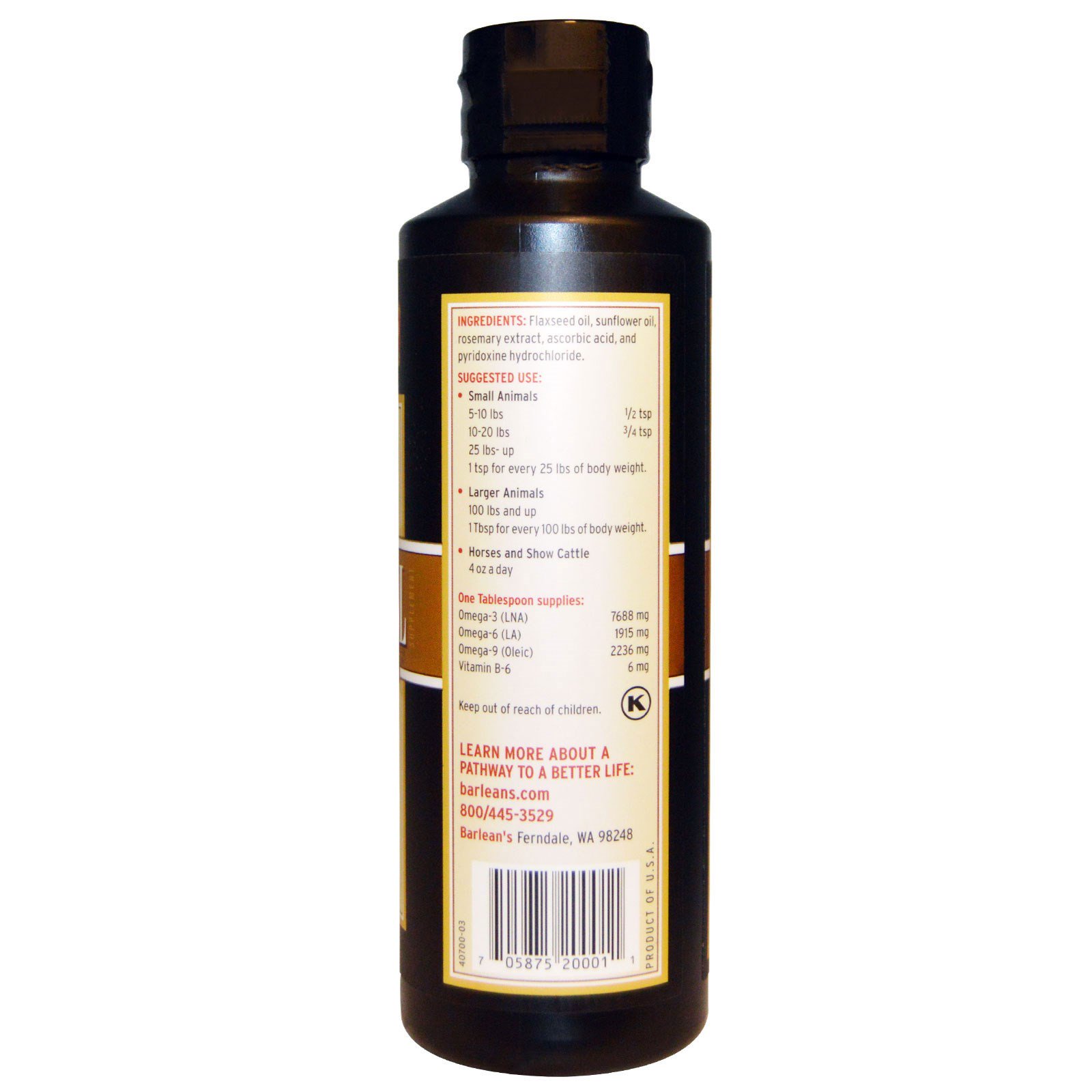 Barlean's, Pet Essentials, Flax Oil For Animals, 12 fl oz (355 ml) - Imagem 2