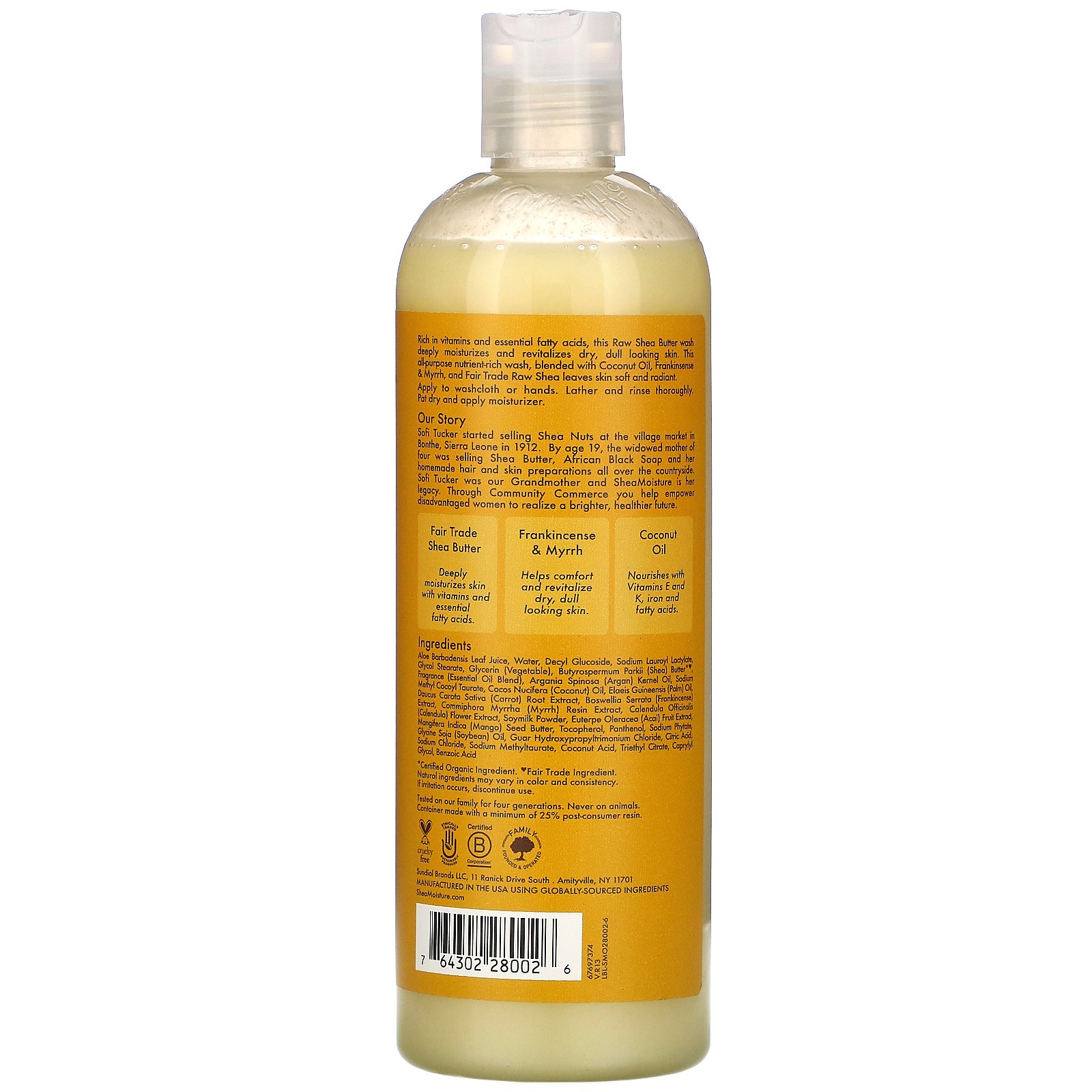 SheaMoisture, Raw Shea Butter, Hydrating Body Wash with Frankincense & Myrrh, 13 fl oz (384 ml) - Imagem 2