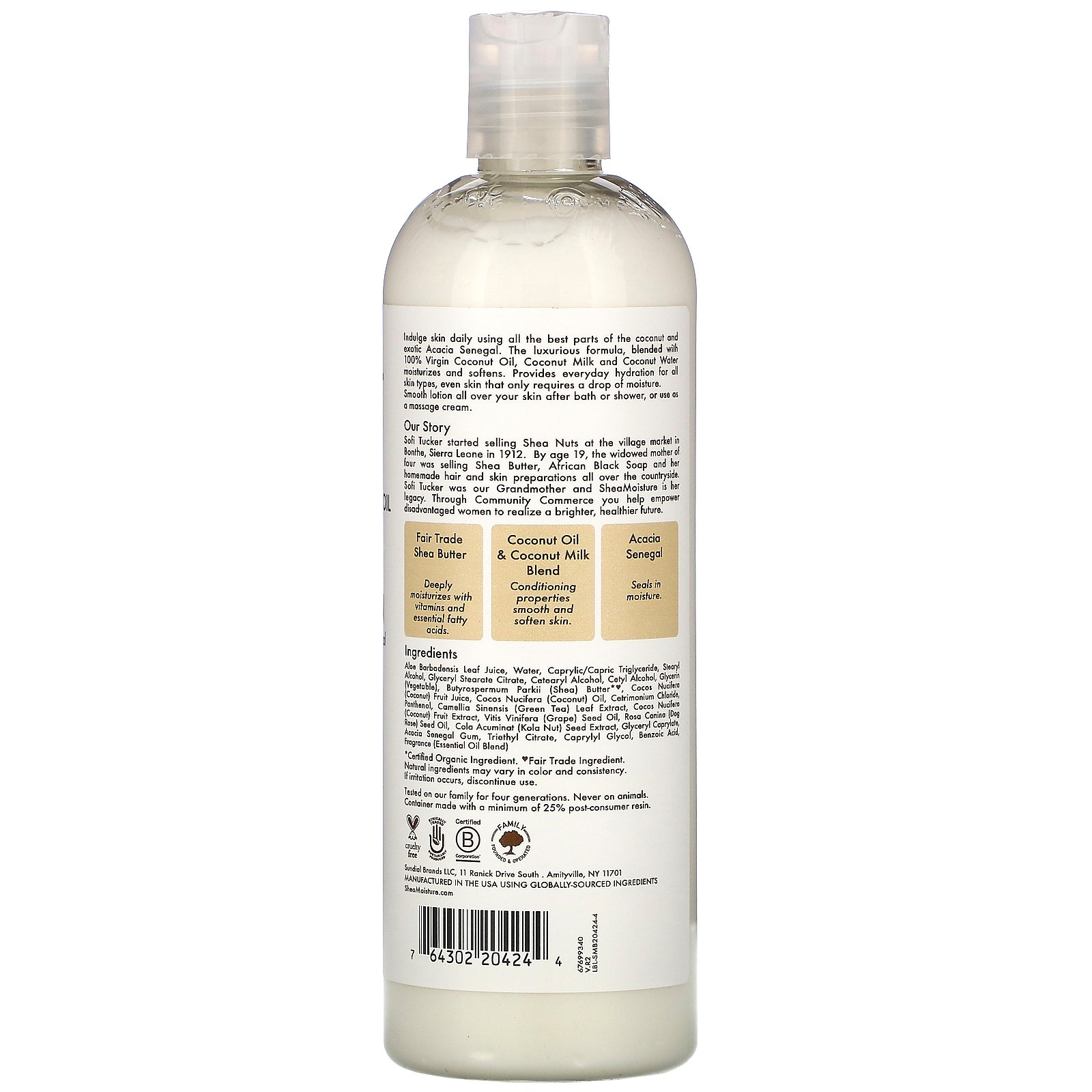 SheaMoisture, 100 % Virgin Coconut Oil, Daily Hydration Body Lotion, 13 fl oz (384 ml) - Imagem 2