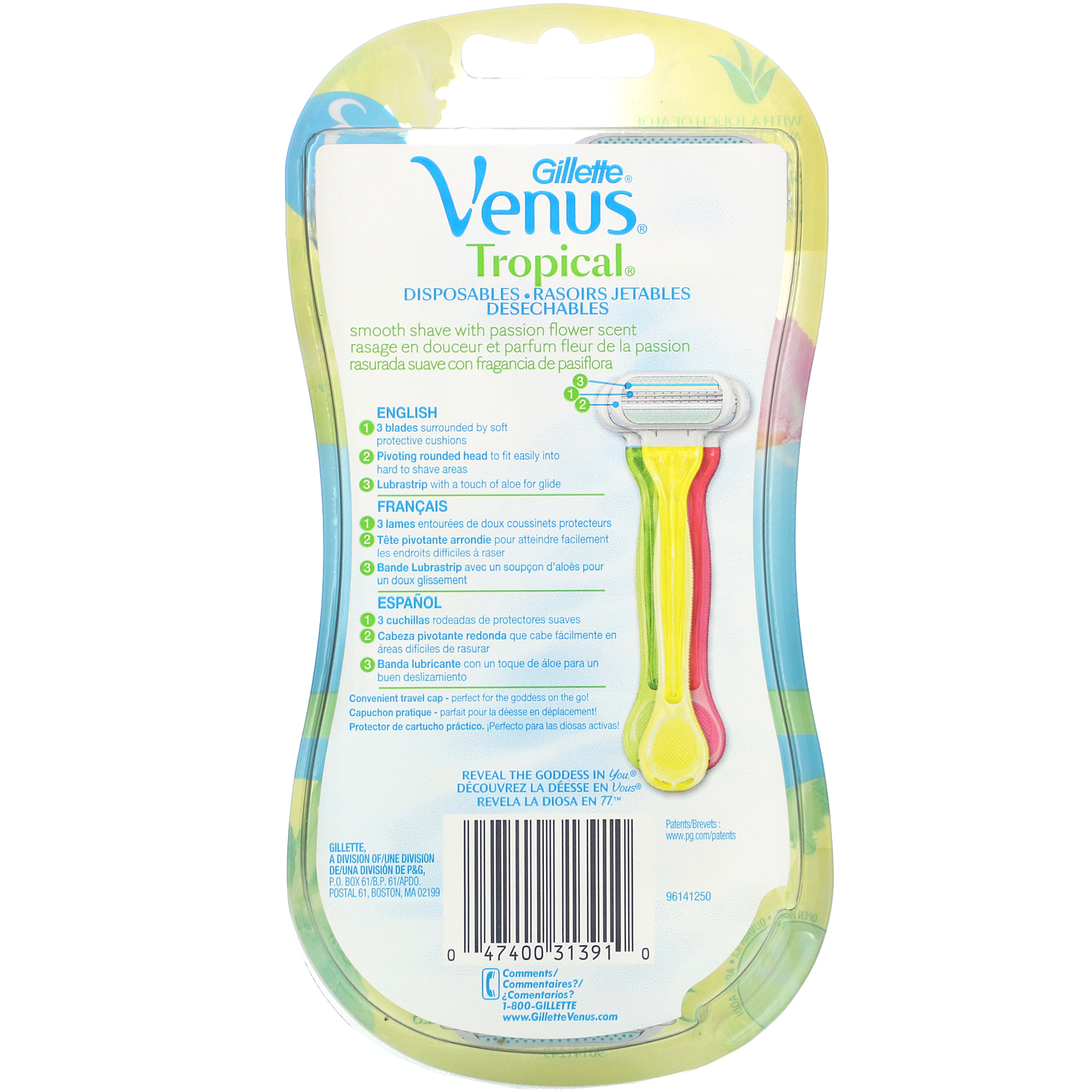 Gillette, Venus, Tropical Disposable Razors, 3 Razors - Imagem 2