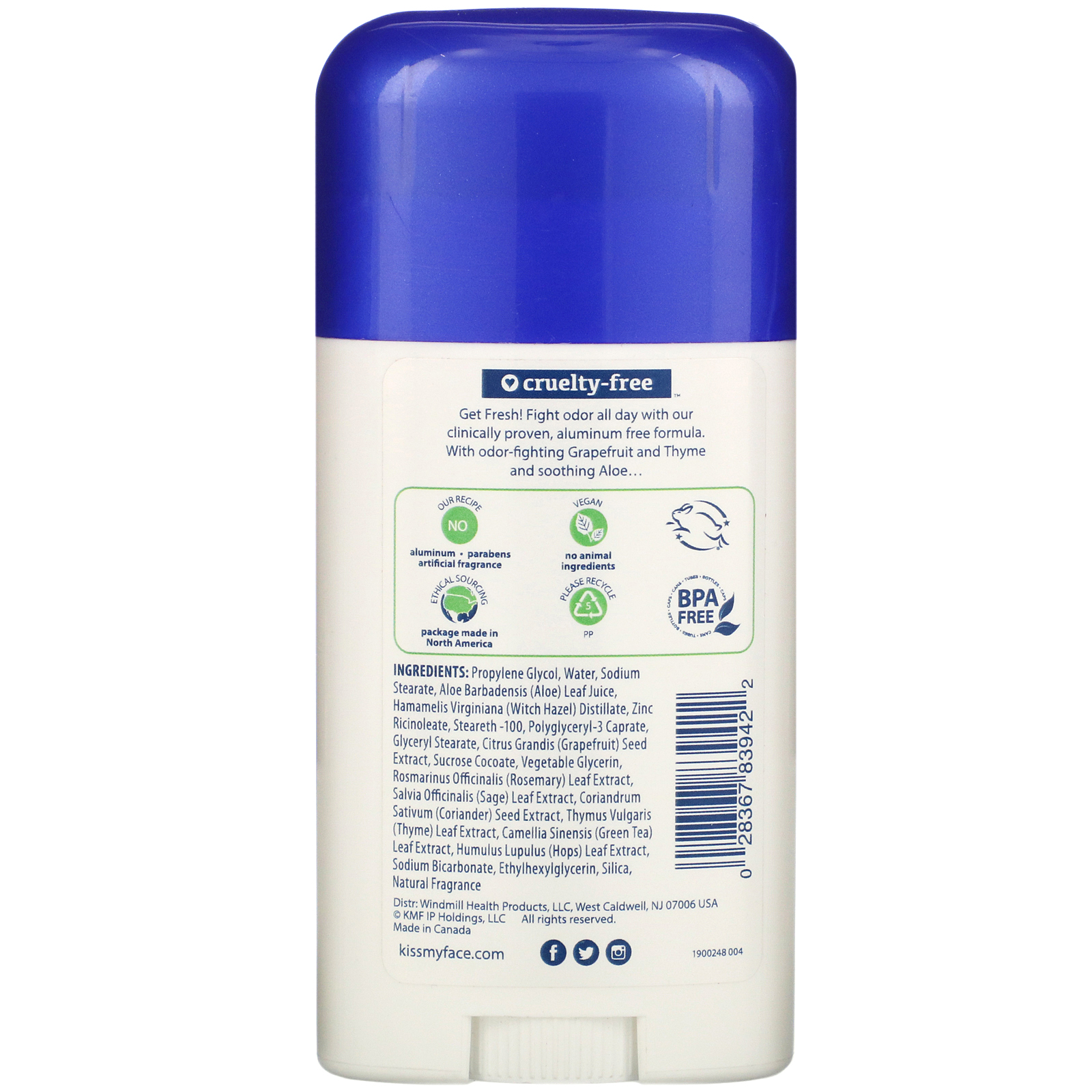 Kiss My Face, Active Life Deodorant, Cucumber Green Tea, 2.48 oz (70 g) - Imagem 2