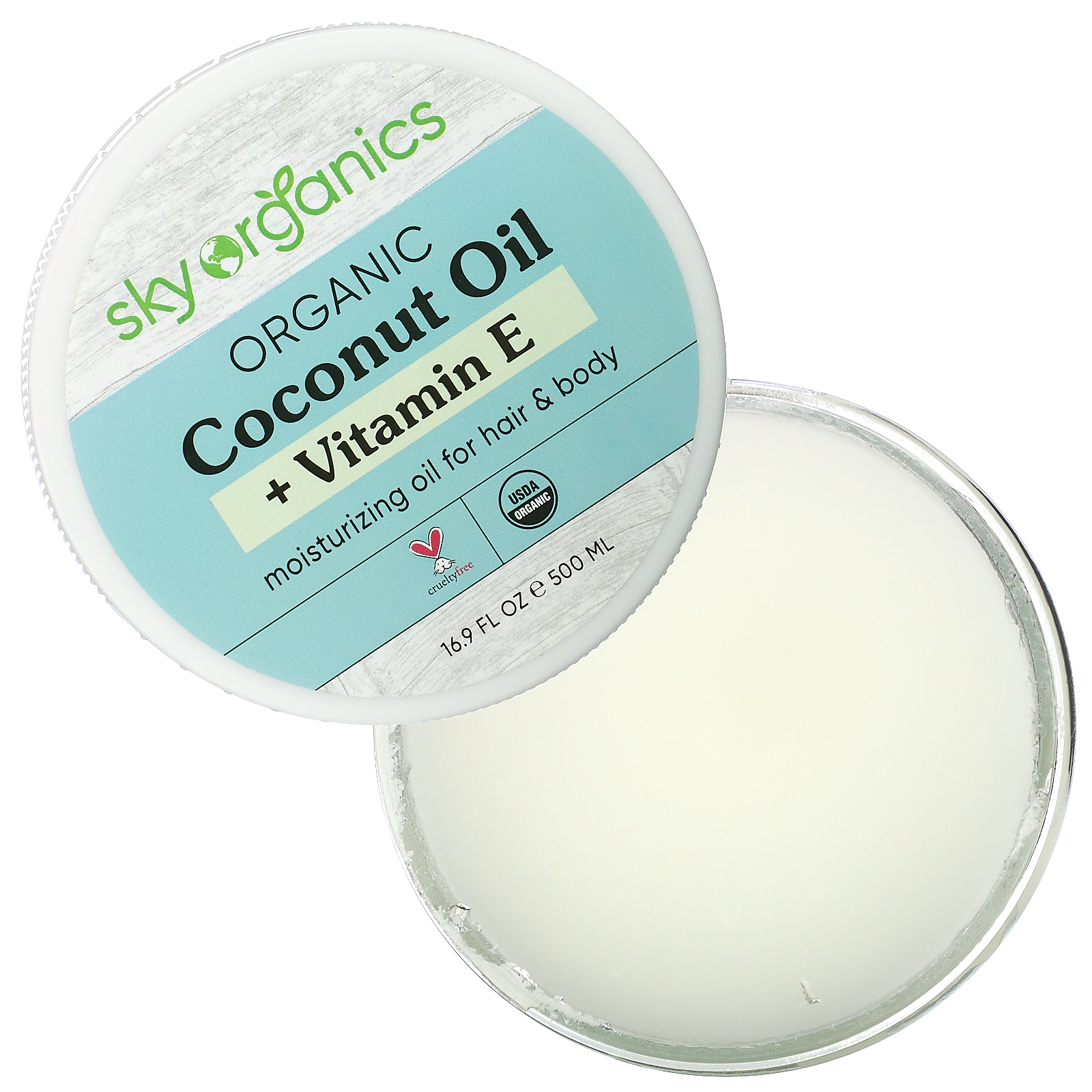 Sky Organics, Organic Coconut Oil + Vitamin E, 16.9 fl oz (500 ml) - Imagem 3