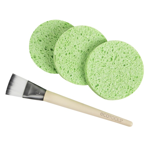 EcoTools, Esponjas e Pincel para Máscara Facial, Kit com 4 Unidades