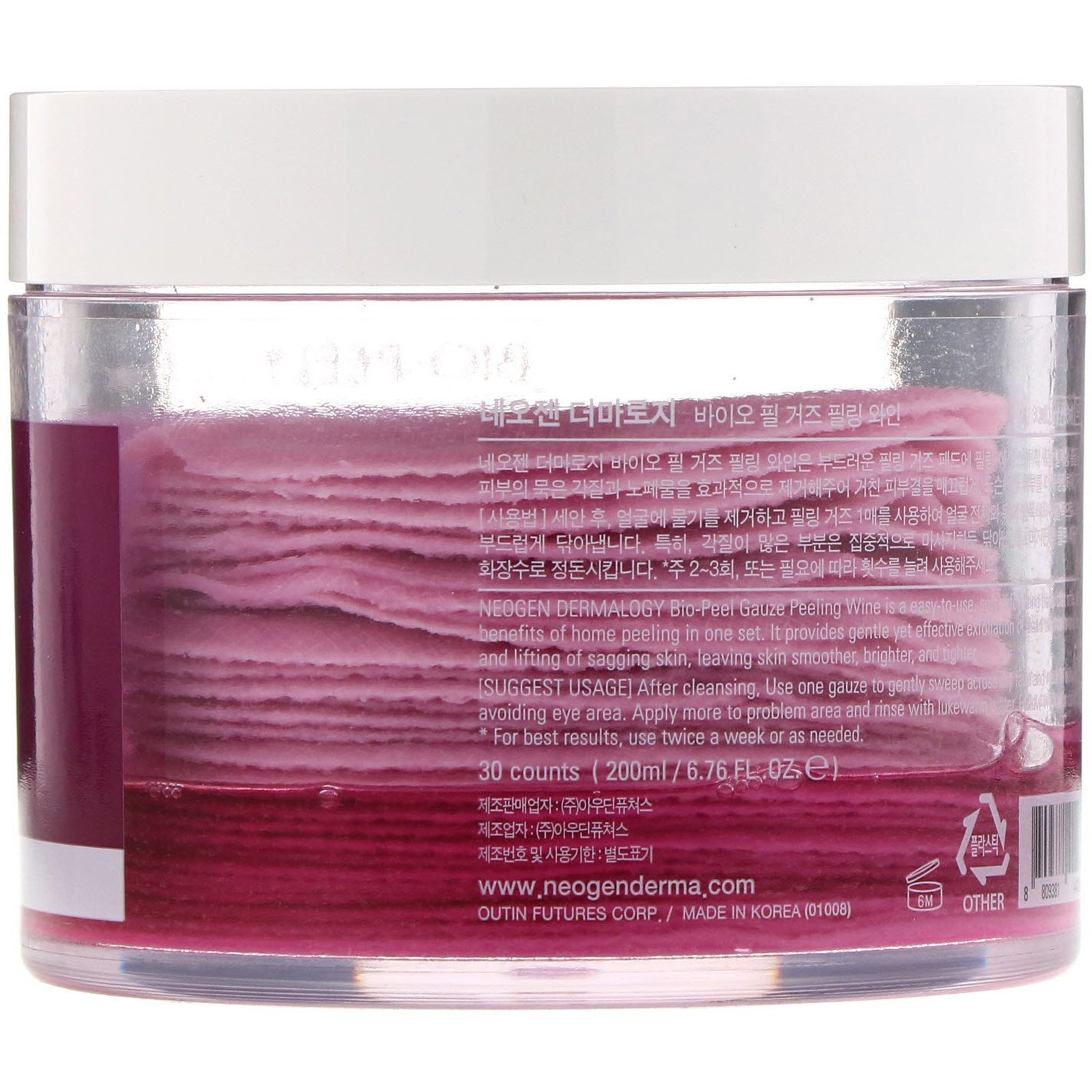Neogen, Bio-Peel, Gaze de Peeling, Vinho, 30 Unidades, 200 ml - Imagem 2