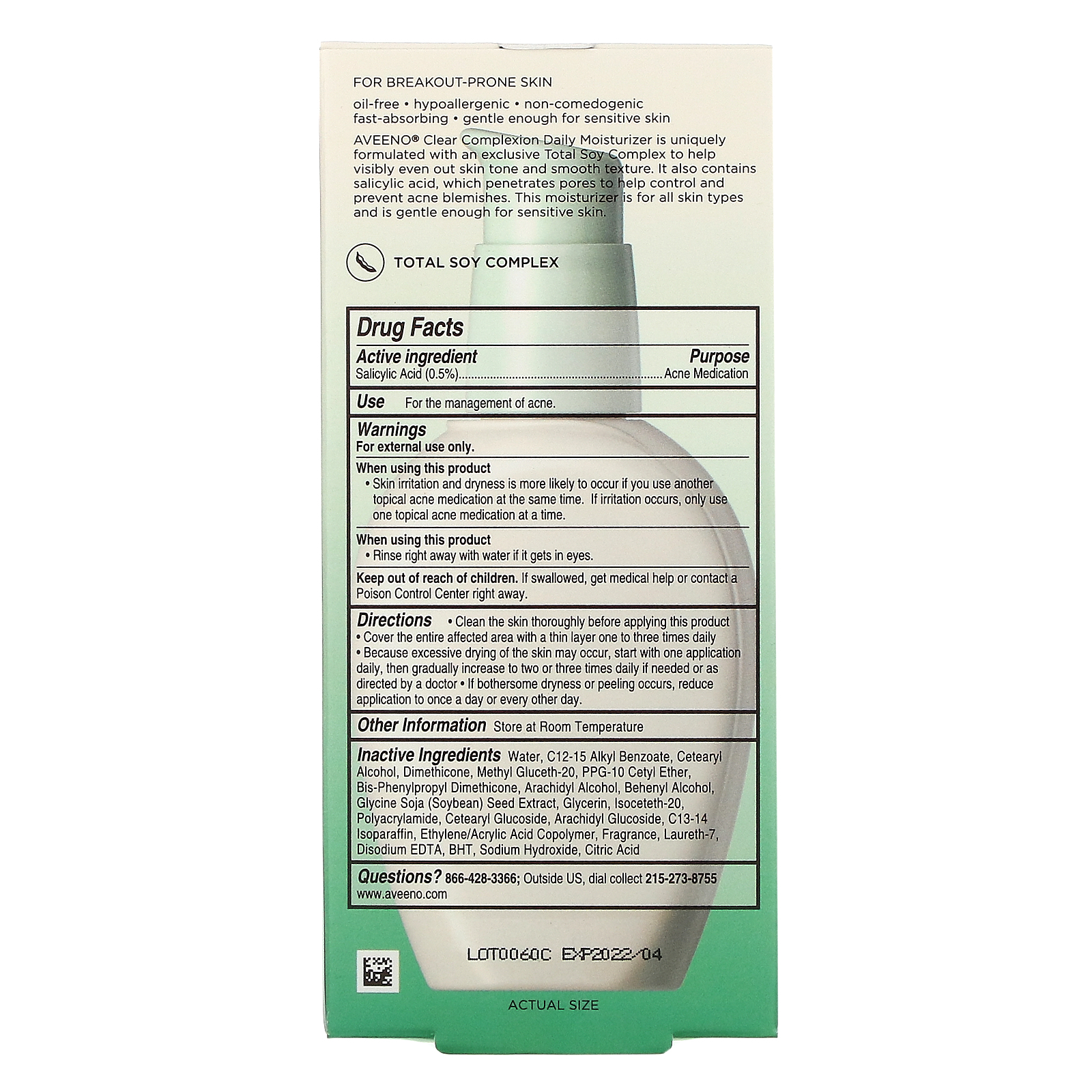 Aveeno, Ativos Naturais, Face Limpa, Hidratante Diário, 4 fl oz (120 ml) - Imagem 3
