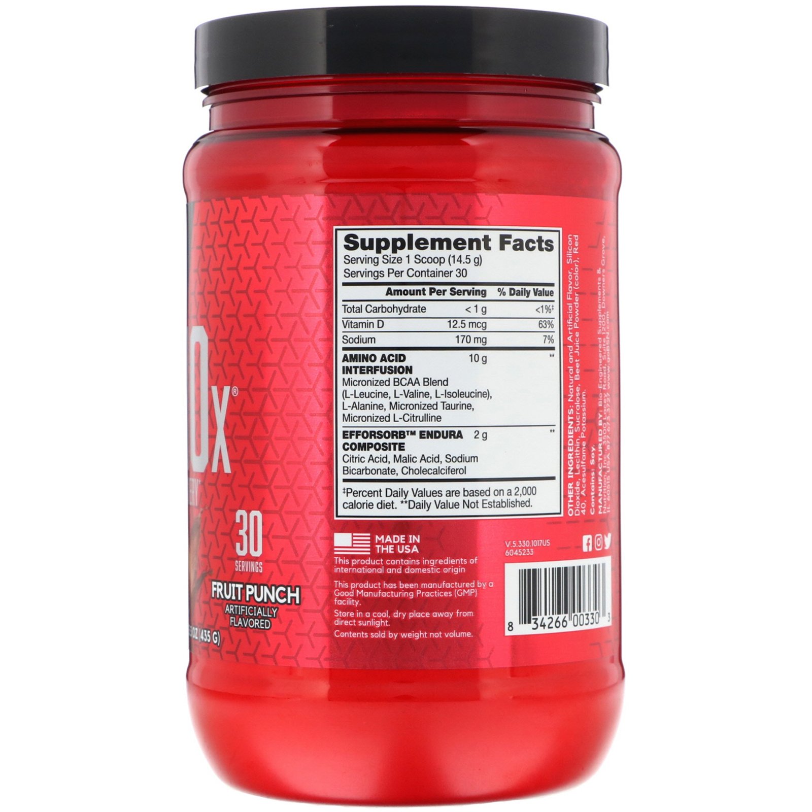 BSN, AminoX, Endurance & Recovery, Ponche de Frutas, 435 g (15,3 oz) - Imagem 2