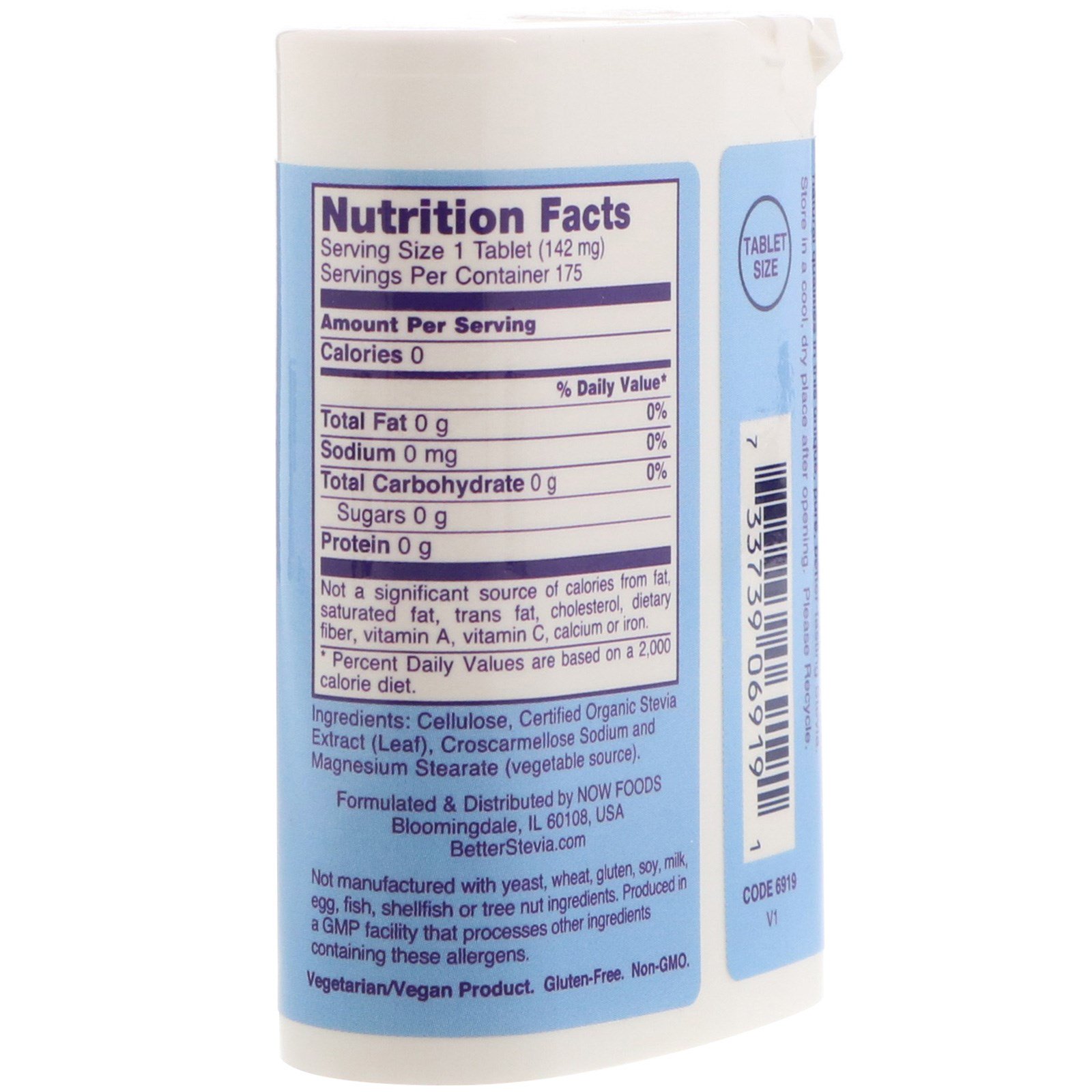 Now Foods, BetterStevia, Adoçante Zero Calorias, Abas Instantâneas, 175 Tabletes - Imagem 2