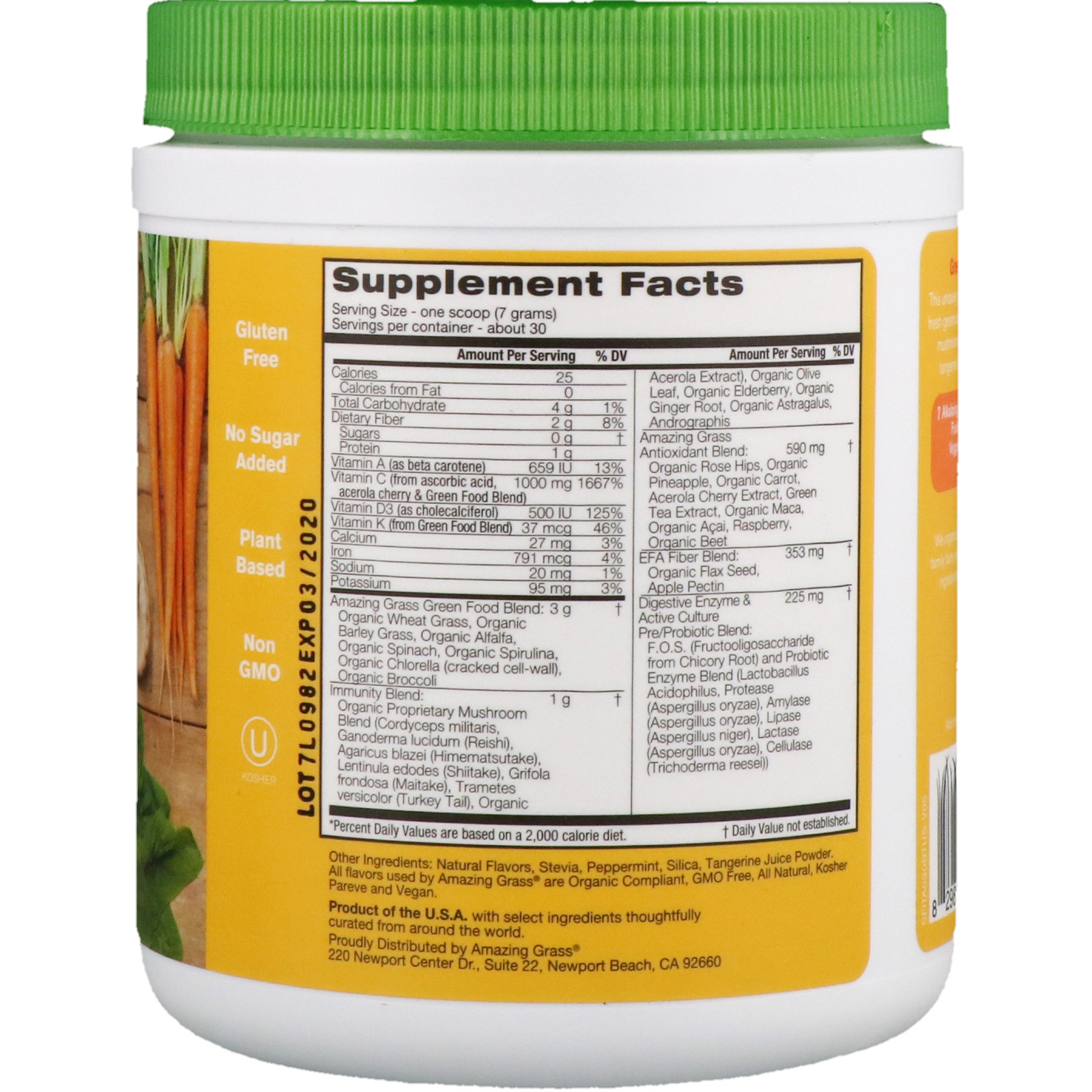 Amazing Grass, Green Superfood, Imunidade, Tangerina, 7,4 oz (210 g) - Imagem 2