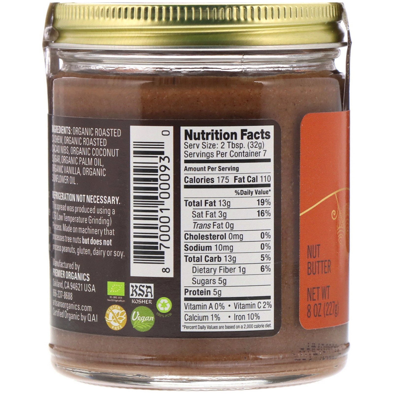 Artisana, Pasta de Caju e Cacau, 227 g (22 oz) - Imagem 2