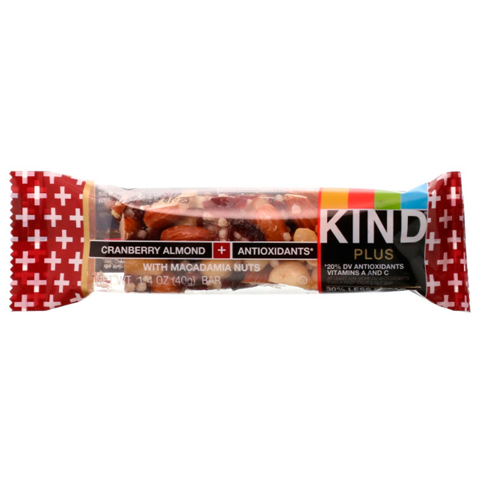 KIND Bars, Kind Plus, Cranberry Almond + Antioxidants with Macadamia Nuts, 12 Bars, 1.4 oz (40 g) Each - Imagem 4
