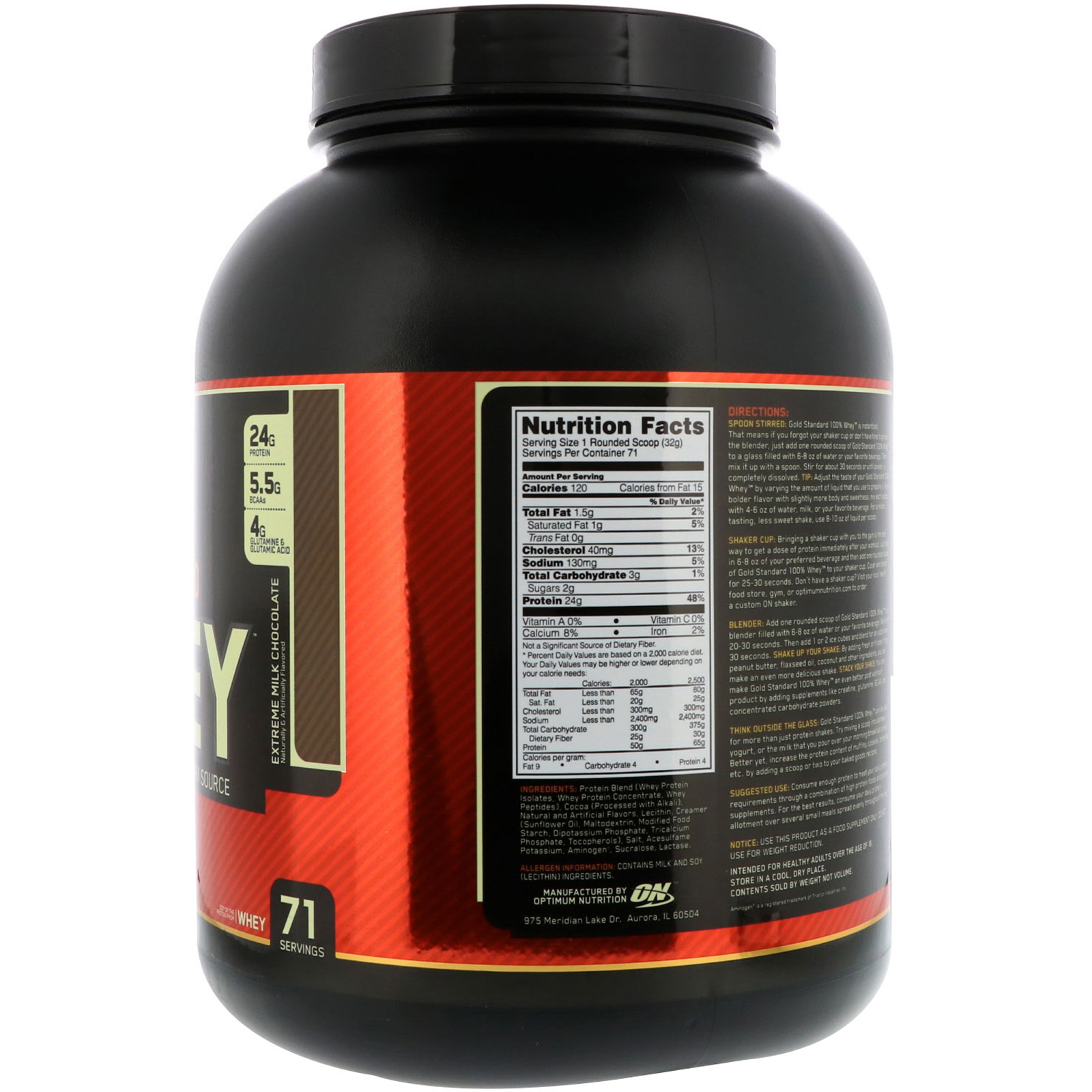Optimum Nutrition, Gold Standard 100% Whey, Chocolate ao Leite Puro, 5 lbs (2,27 kg) - Imagem 2