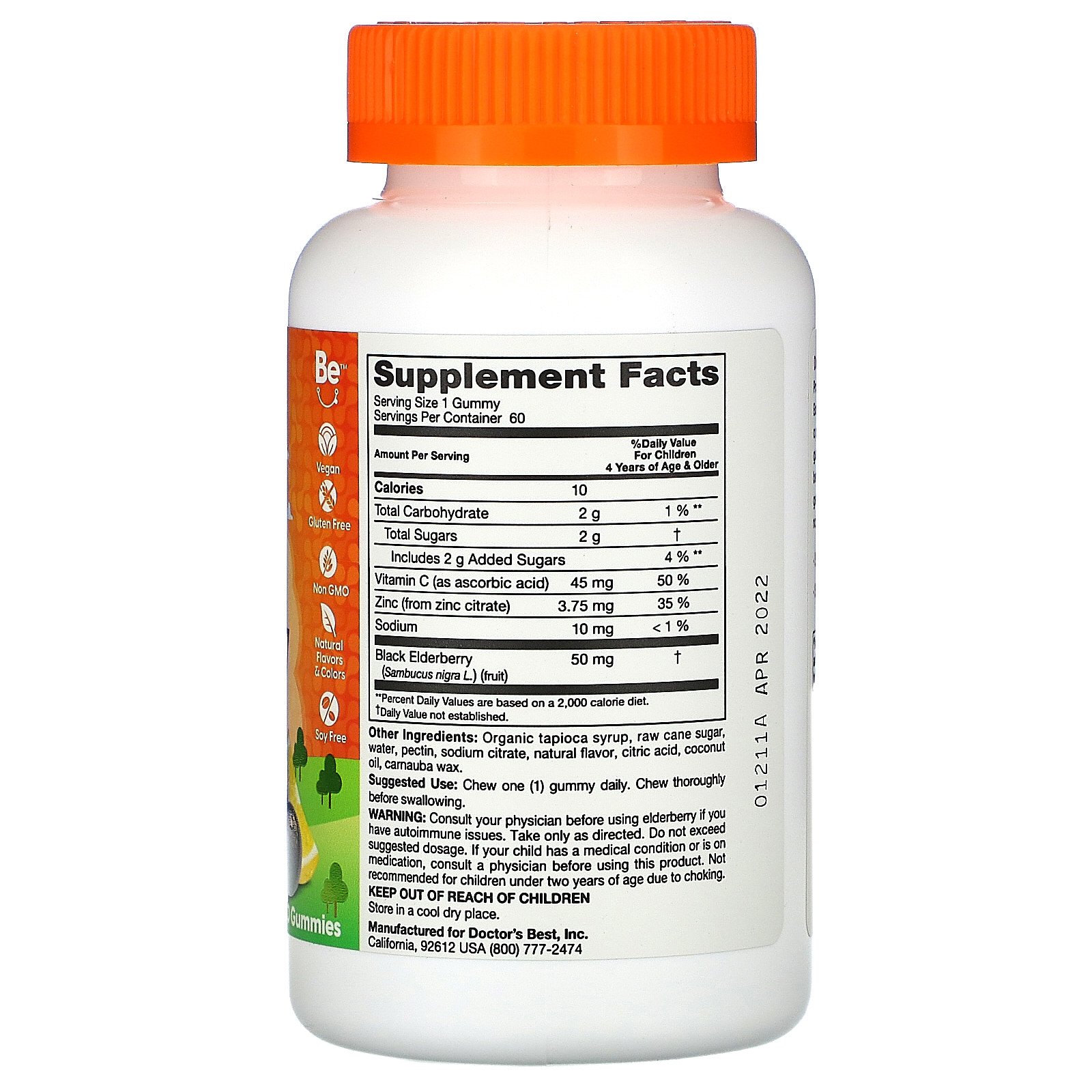 Doctor's Best, Doc's Kids, Elderberry Gummies with Vitamin C + Zinc, Berry Lemon Delight Flavor, 60 Gummies - Imagem 2