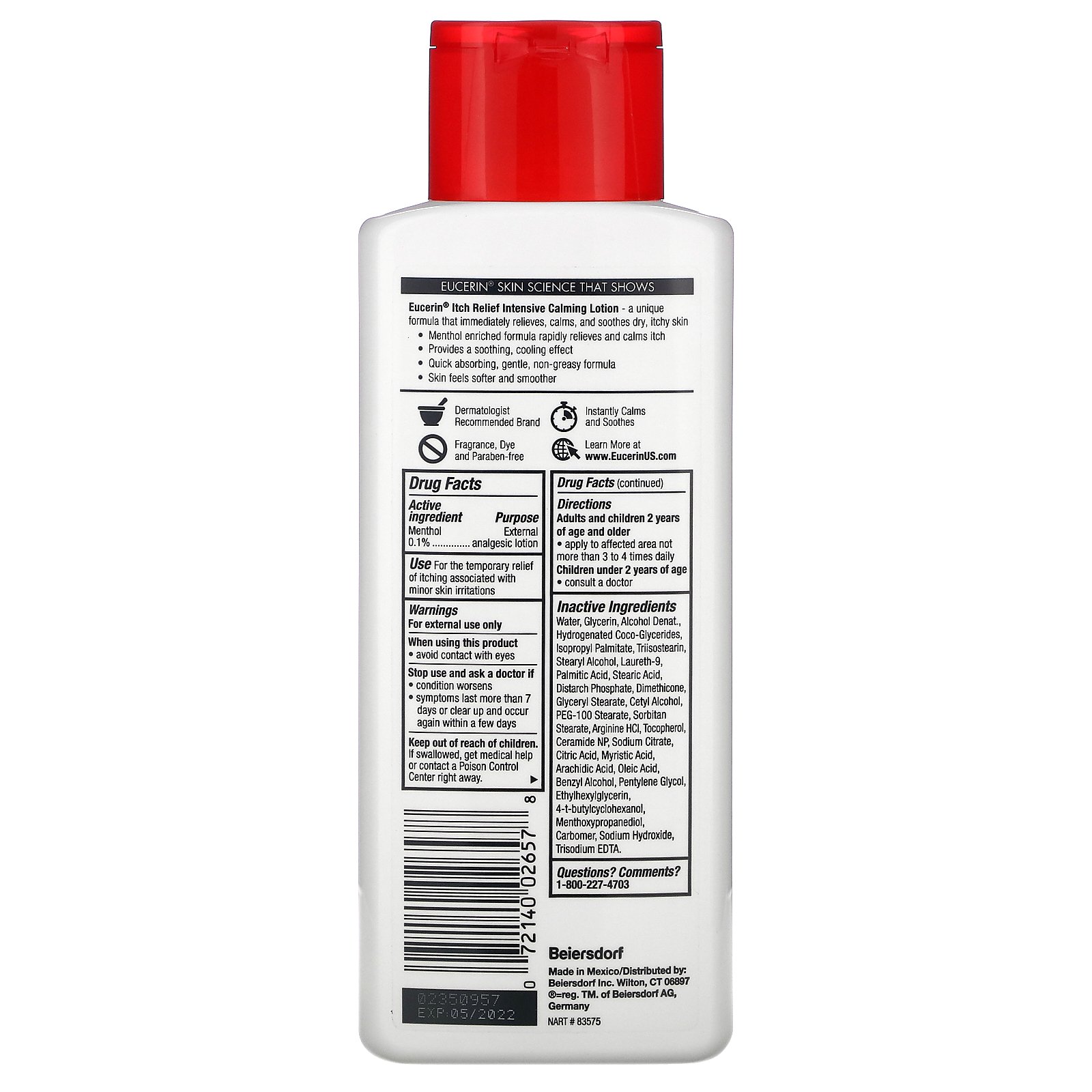 Eucerin, Itch Relief, Intensive Calming Lotion, 8.4 fl oz (250 ml) - Imagem 2