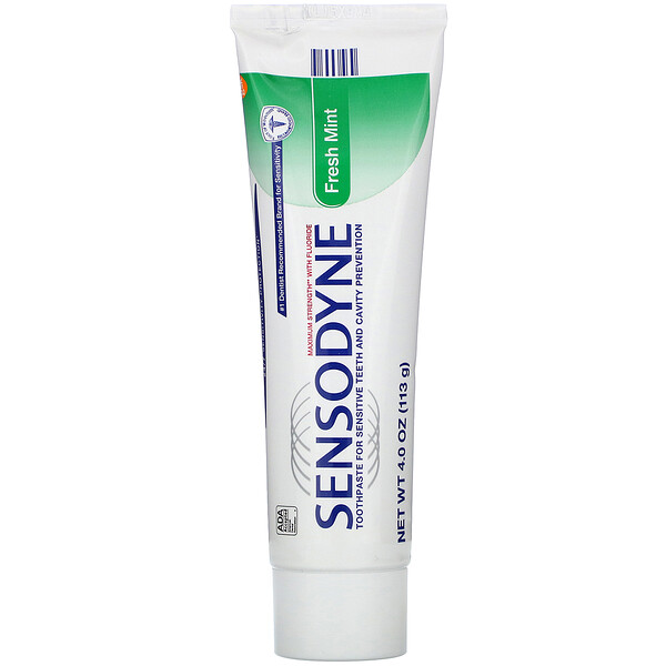 Sensodyne, Creme dental com flúor, menta refrescante, 113 g