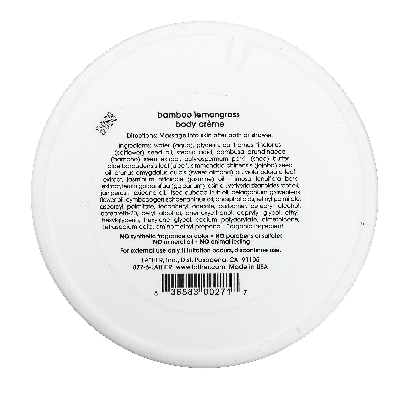 Lather, Bamboo Lemongrass Body Creme, 7 oz (198 g) - Imagem 2
