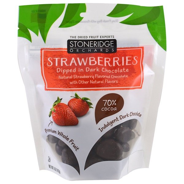 Stoneridge Orchards, Strawberries, Dipped in Dark Chocolate, 70% Cocoa, 5 oz (142 g)