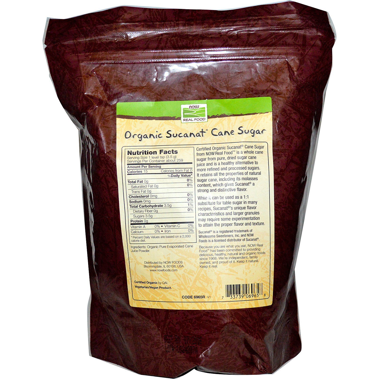 Now Foods, Real Food, Açucar caldo de cana orgânico certificado, 2 lbs (907 g) - Imagem 2