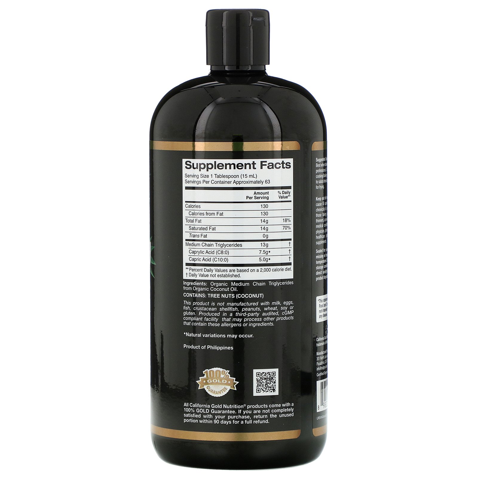 California Gold Nutrition, SPORTS. Óleo TCM Orgânico, Sem Sabor, 946 ml (32 fl oz) - Imagem 2
