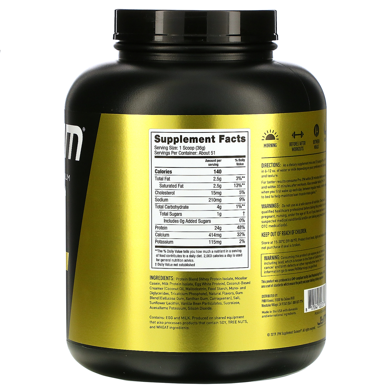 JYM Supplement Science, Ultra-Premium Protein Blend, Tahitian Vanilla Bean, 4 lb (1828 g) - Imagem 2