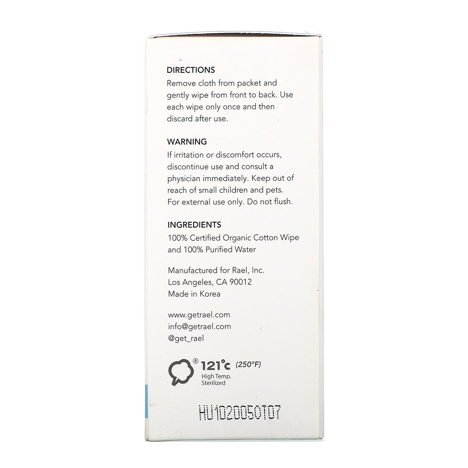Rael, Organic Cotton Feminine Wipes, 10 Wipes - Imagem 2
