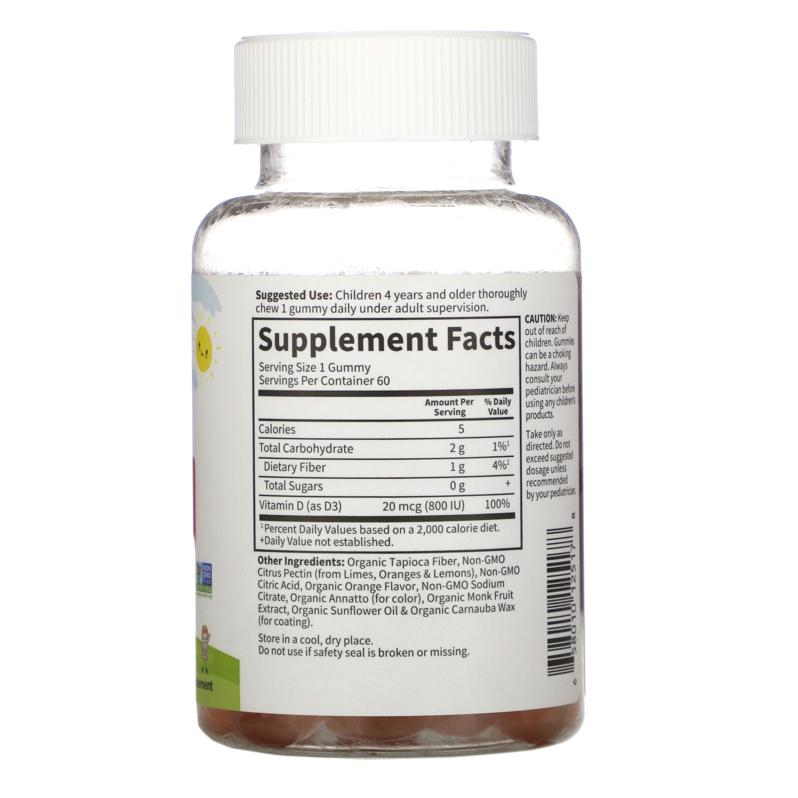 Garden of Life, Kids, Vitamin D3, Orange Flavor, 20 mcg (800 IU), 60 Vegetarian Gummies - Imagem 2