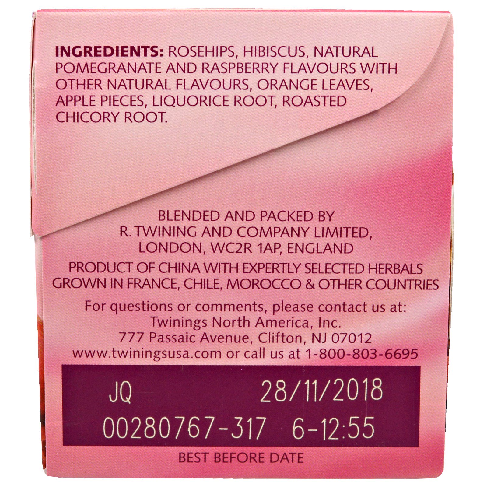 Twinings, Chá de Ervas, Romã & Framboesa, Sem Cafeína, 20 sacos de chá, 1,41 onças (40 g) cada - Imagem 2