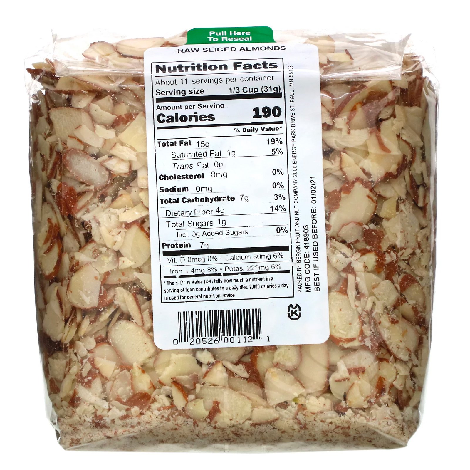 Bergin Fruit and Nut Company, Nozes cruas fatiadas, 12 oz (340 g) - Imagem 2