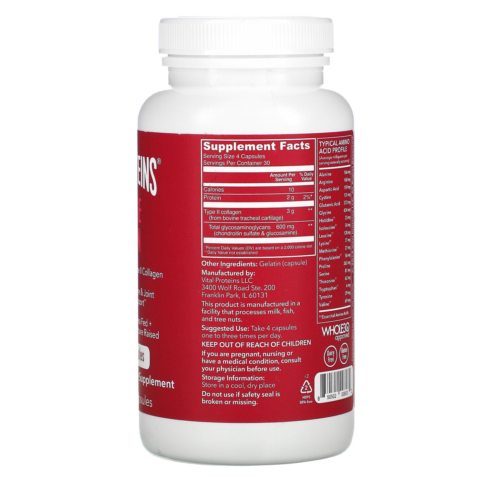 Vital Proteins, Cartilage Collagen, 120 Capsules - Imagem 2