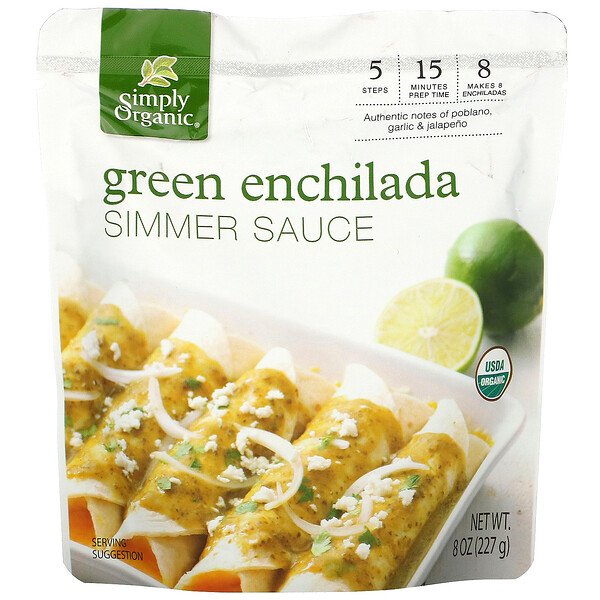 Simply Organic, Molho Verde Orgânico para Enchiladas, 8 oz (227 g)