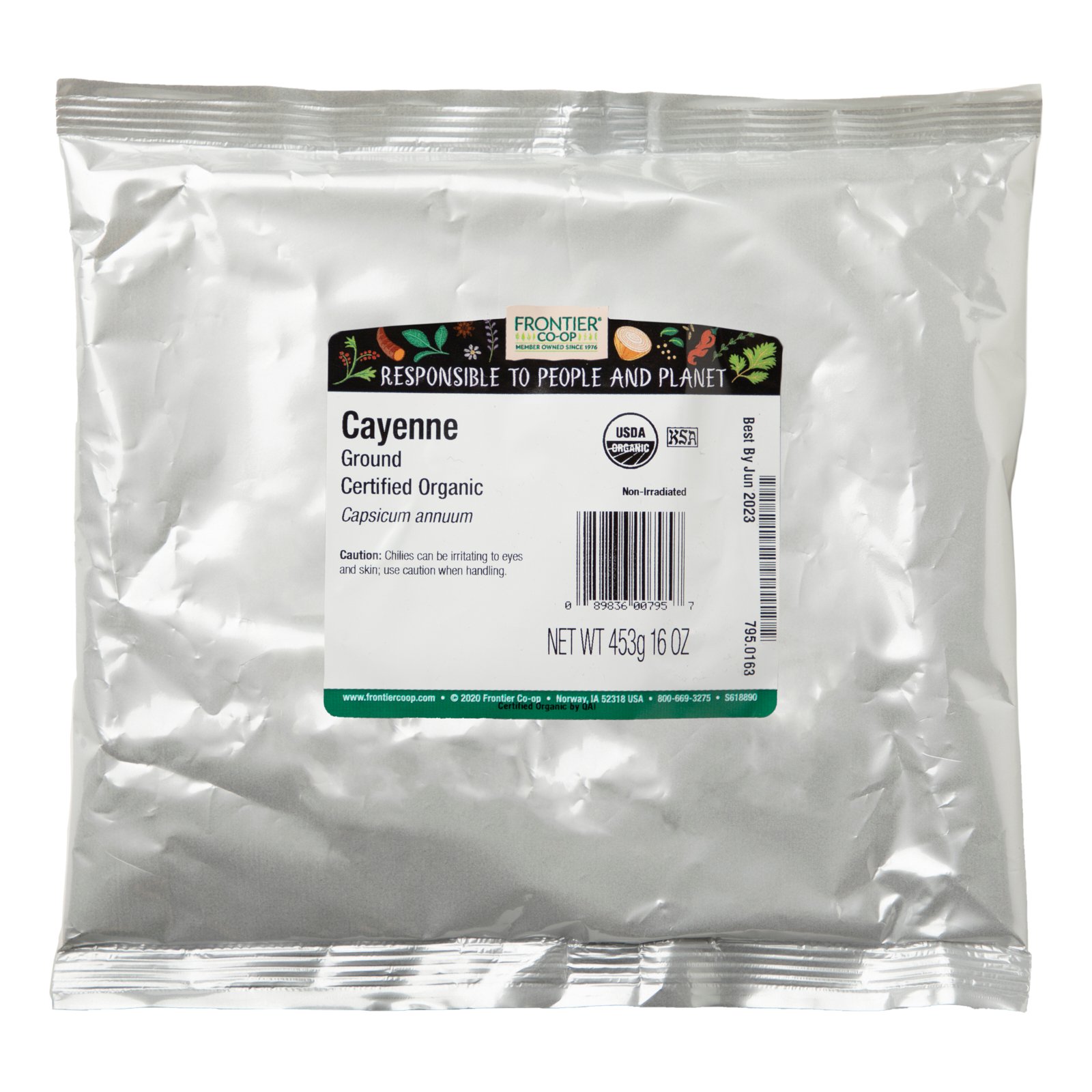 Frontier Natural Products, Pimenta de Caiena Orgânica, 16 oz (453 g) - Imagem 2