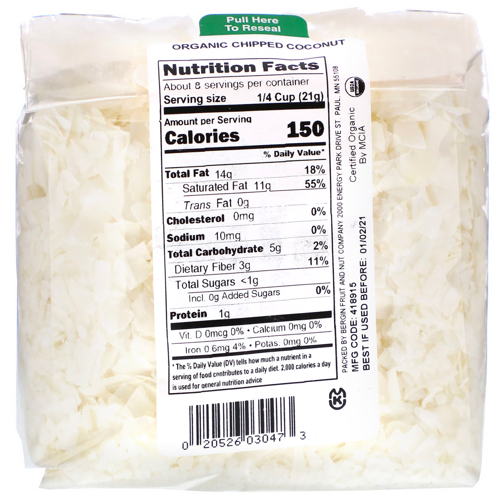 Bergin Fruit and Nut Company, Organic Chipped Coconut, 6 oz (170 g) - Imagem 2