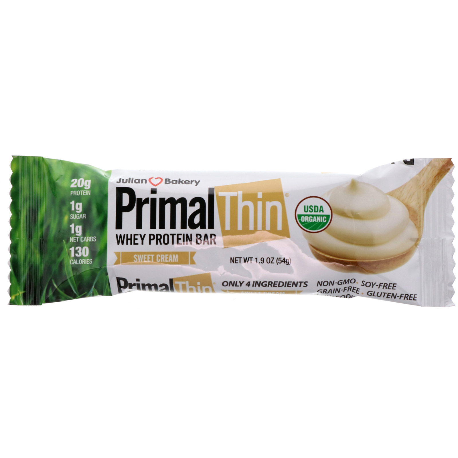Julian Bakery, Barra de Proteína Whey PrimalThin, Creme Doce, 12 Barras, 648 g (1,43 lbs) - Imagem 4