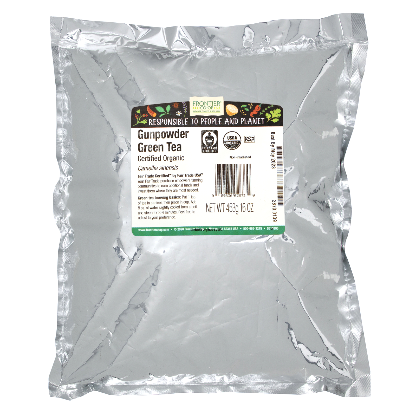 Frontier Natural Products, Certified Organic Gunpowder Green Tea, 16 oz (453 g) - Imagem 2
