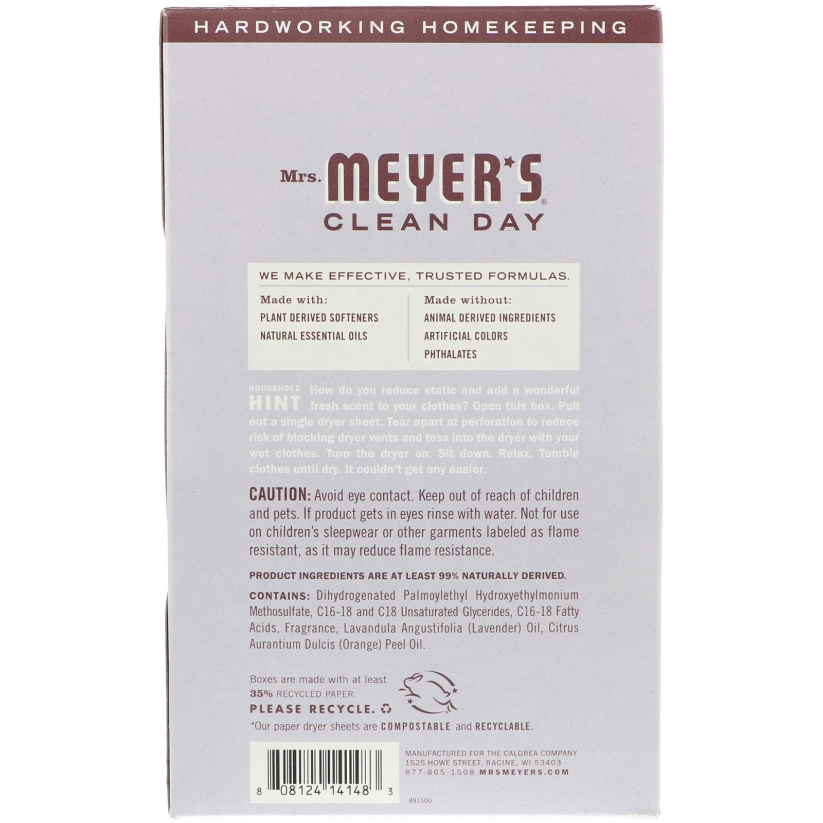 Mrs. Meyers Clean Day, Folhas de Secador, Perfume de Lavanda, 80 Folhas - Imagem 2