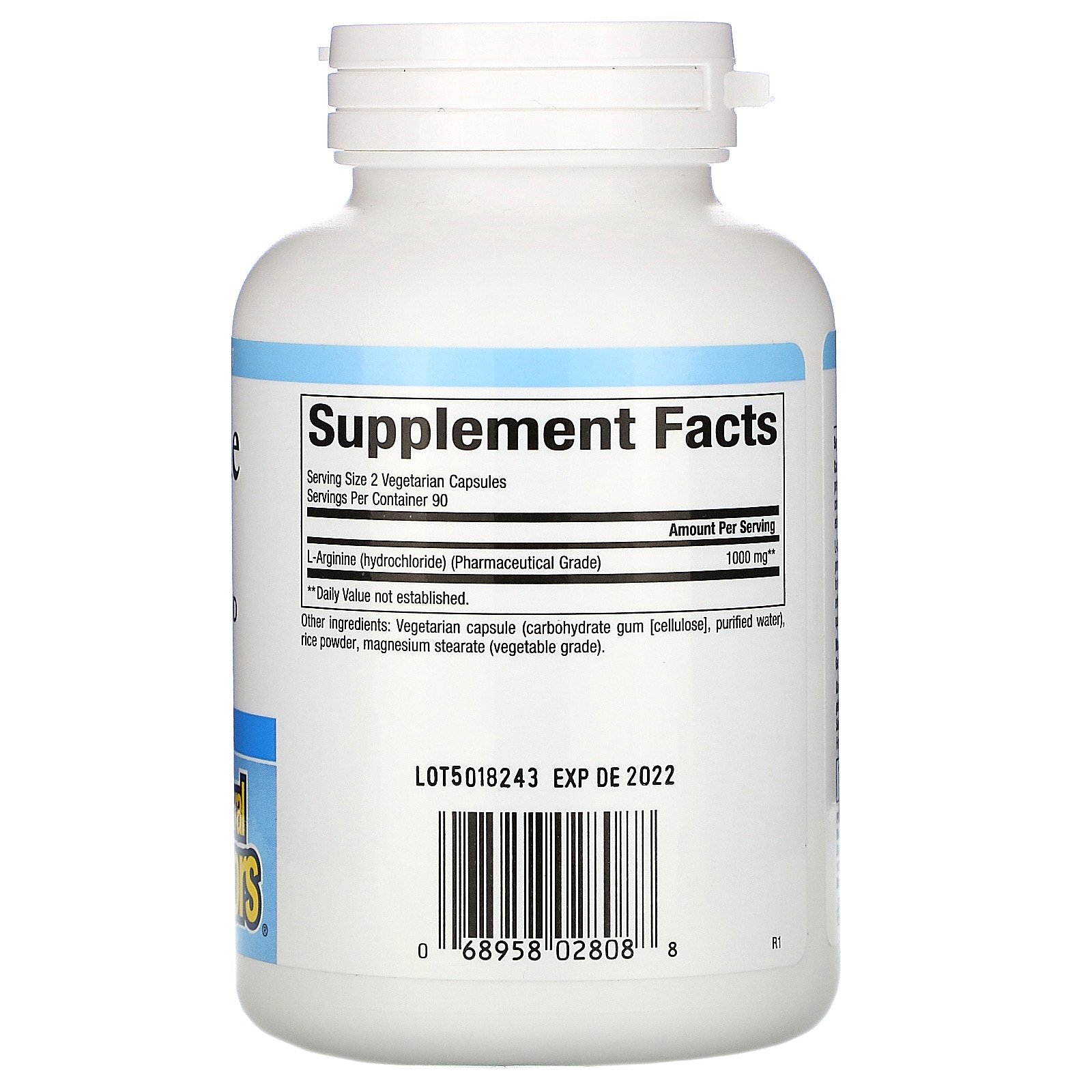 Natural Factors, L-Arginine, 500 mg, 180 Vegetarian Capsules - Imagem 2