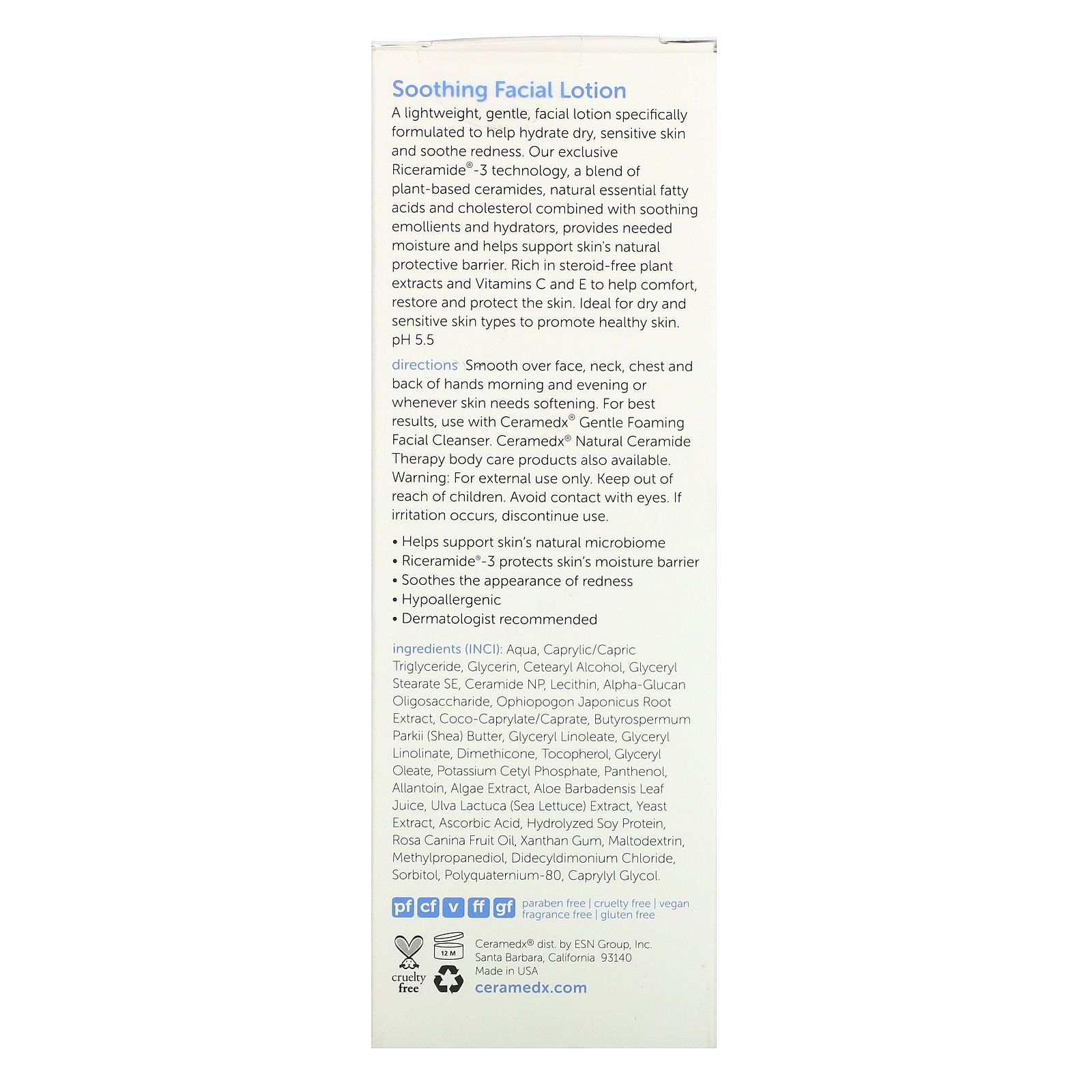Ceramedx, Soothing Facial Lotion, Fragrance Free, 4 fl oz (118 ml) - Imagem 3