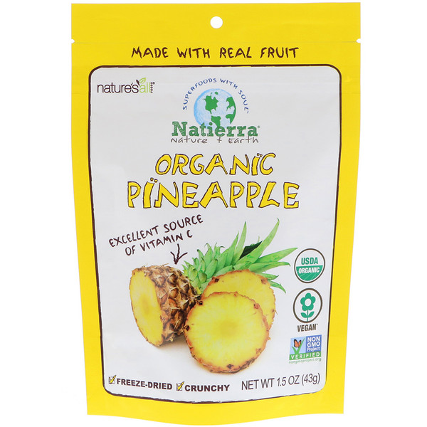 Natierra, Orgânico Liofilizado, Abacaxi, 1,5 oz (43 g)